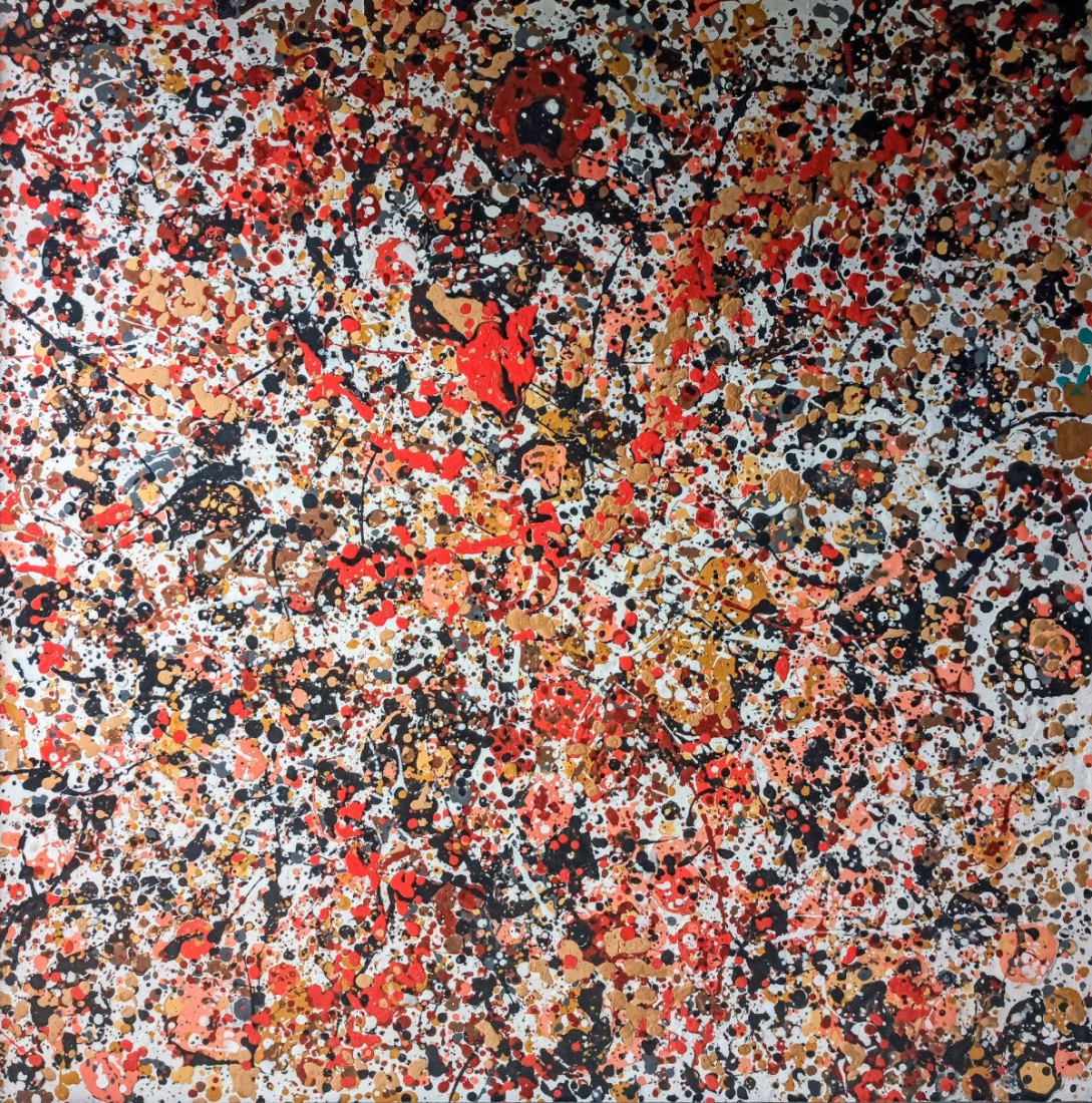 Poranění a zrazeni, Richard Görög — Acrylic, Abstract, Wood — 100 × 100 cm