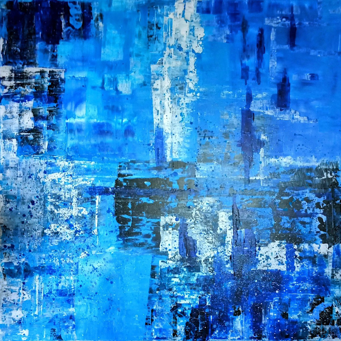 Saturace v modré, Richard Görög — Acrylic, Abstract, Canvas — 100 × 100 cm