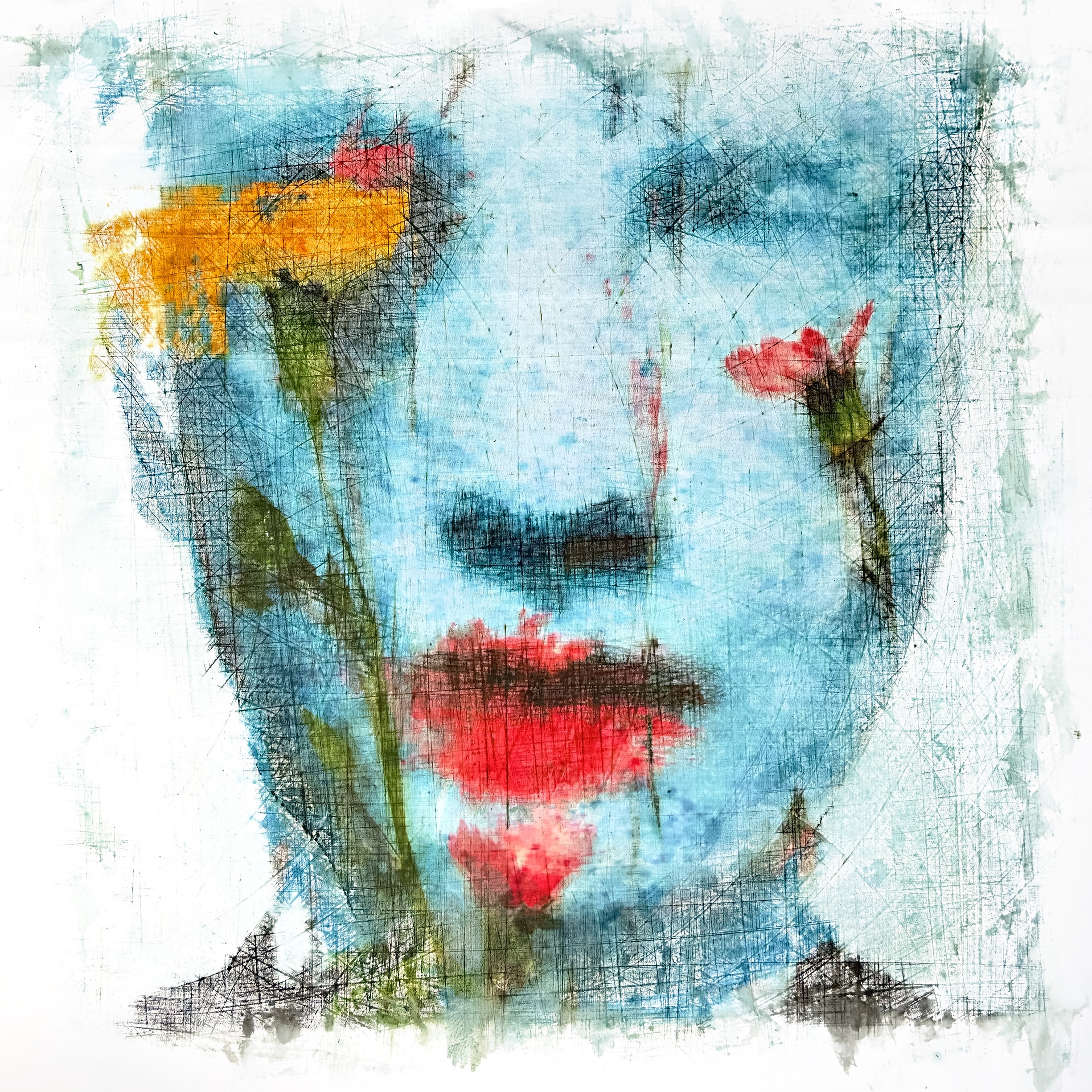 Broken Garden, Robert Jaso — Mixed Media, Expressionism, Canvas — 100 × 100 cm