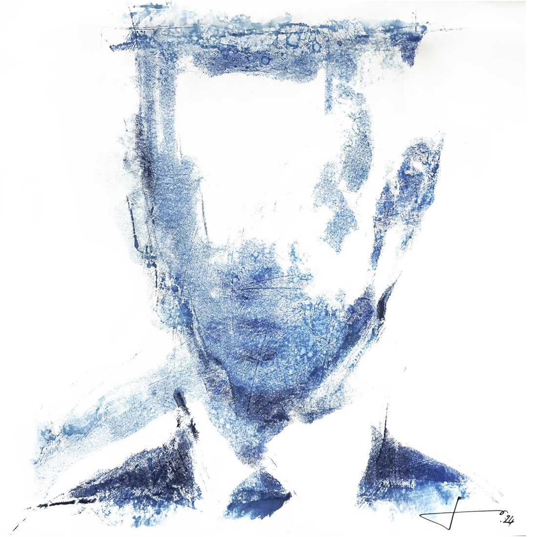 Broken peace, Robert Jaso — Mixed Media, Expressionism, Paper — 100 × 100 cm