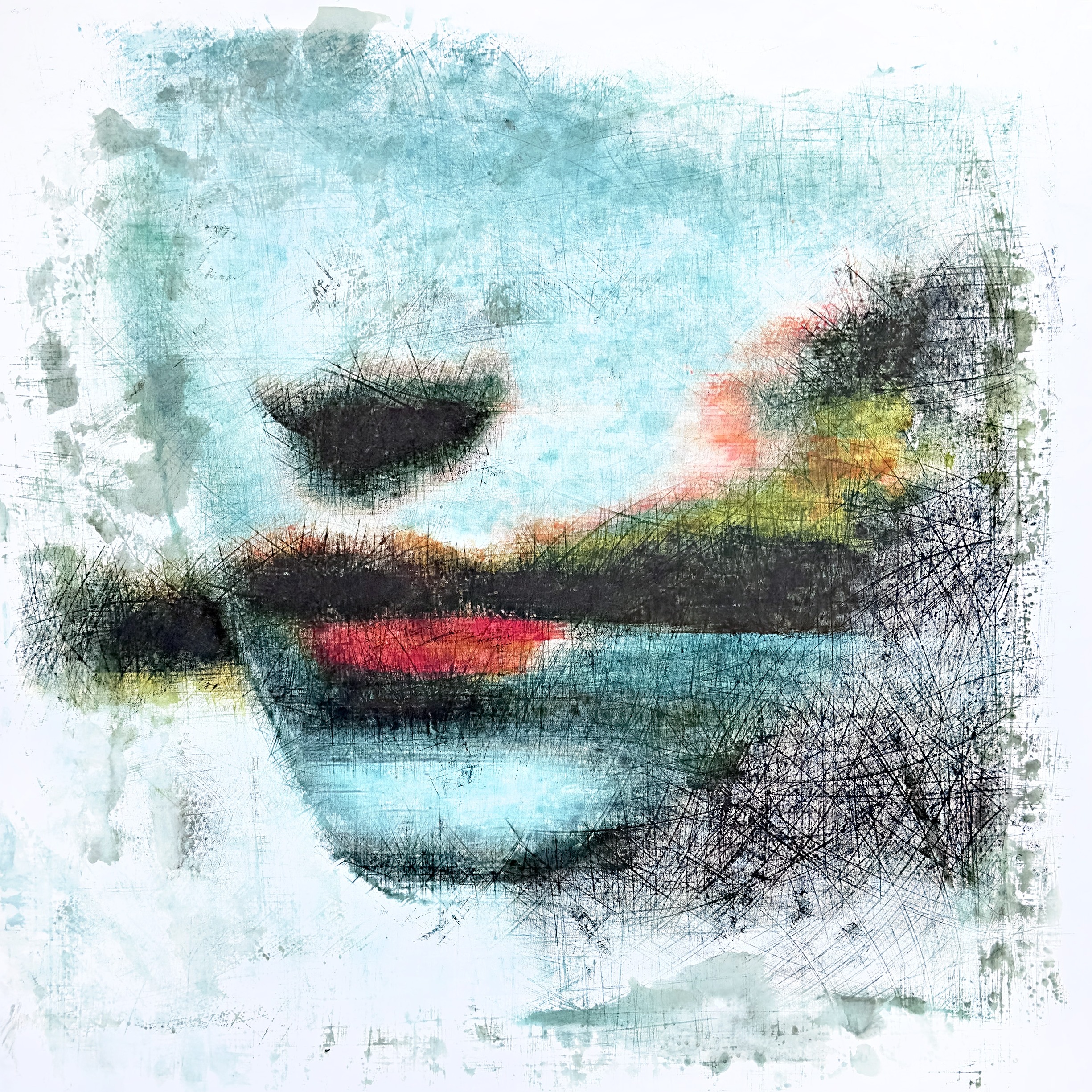 Invisible Garden, Robert Jaso — Mixed Media, Figurative, Canvas — 100 × 100 cm