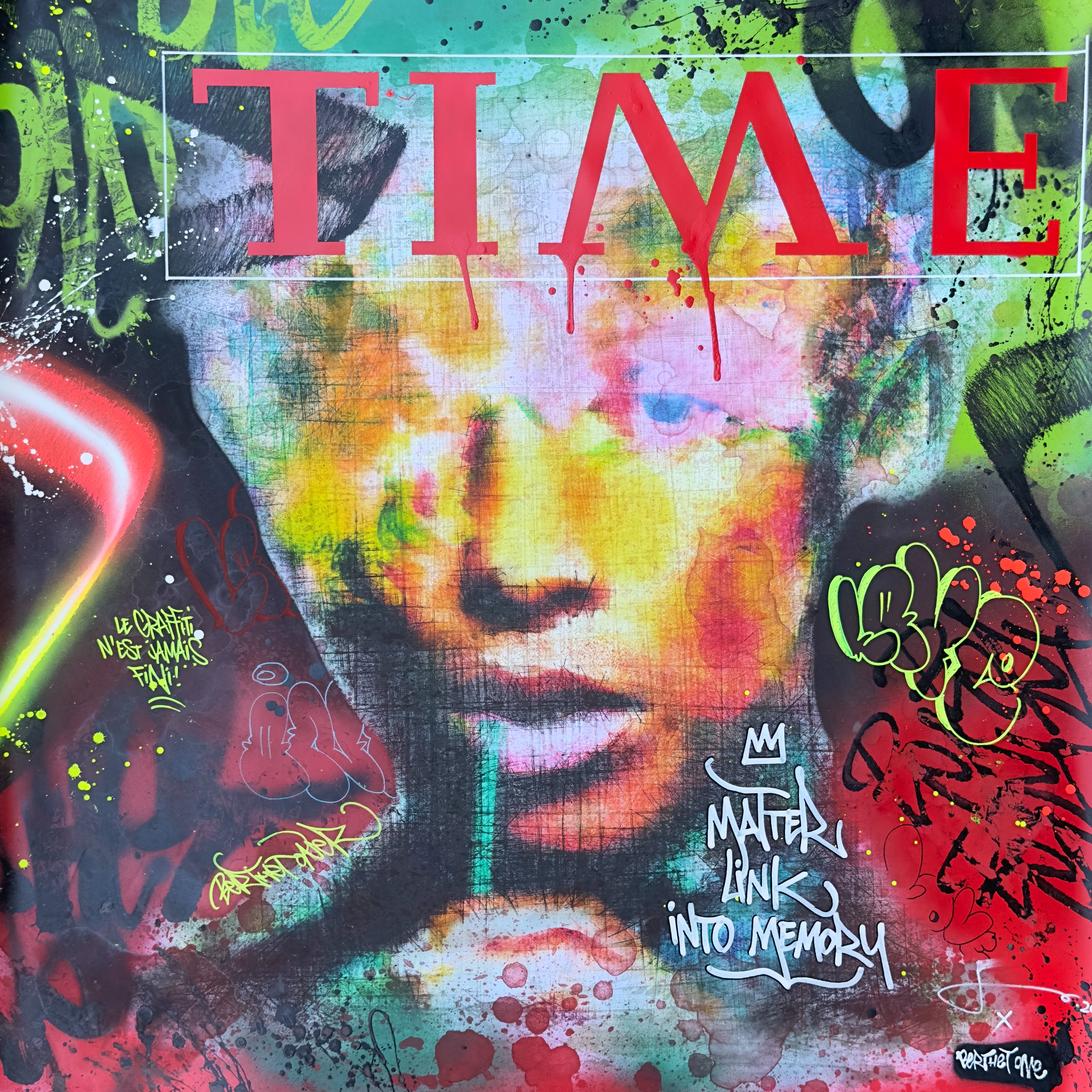 Memory Leaks into fame, Robert Jaso — Mixed Media, Street Art, Canvas — 100 × 100 cm