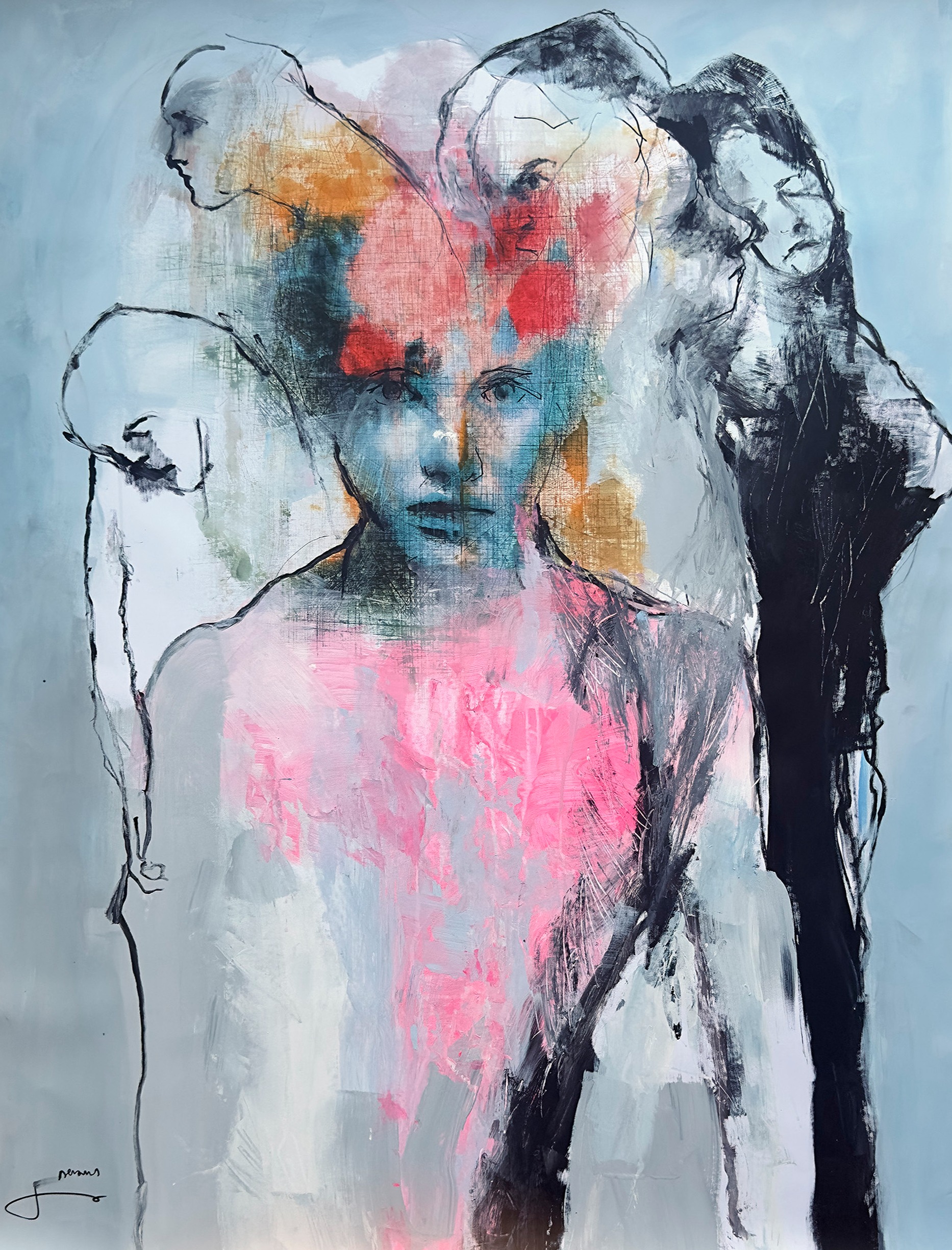 SPLIT MEMORY, Robert Jaso — Mixed Media, Figurative, Canvas — 100 × 135 cm