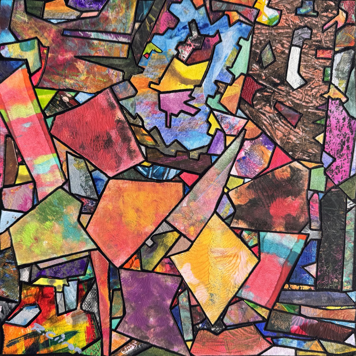 Cora, Roman Citron — Acrylic, Abstract, Wood — 40 × 40 cm
