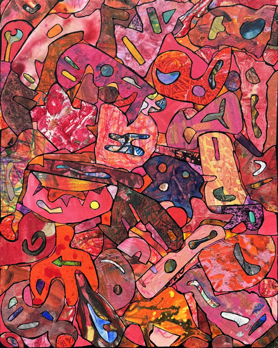 Elektra, Roman Citron — Acrylic, Abstract, Wood — 50 × 60 cm
