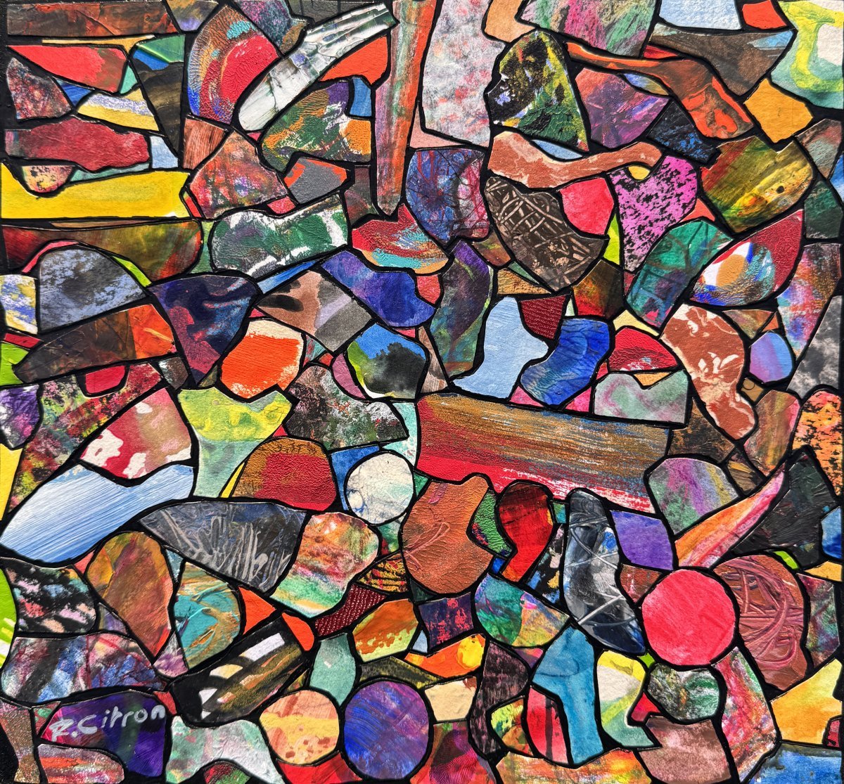 Mimi, Roman Citron — Acrylic, Abstract, Wood — 30 × 30 cm