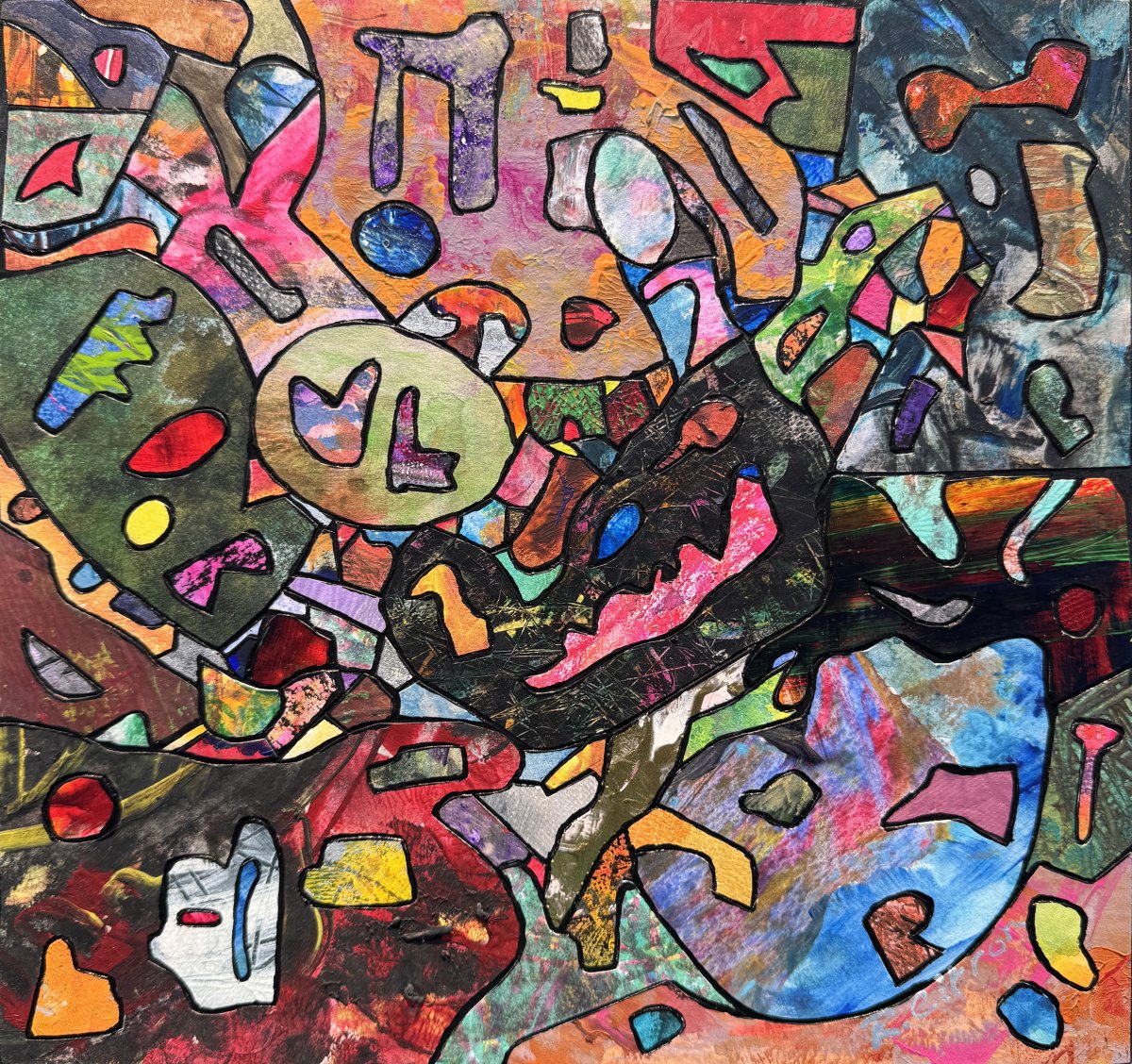 Penelope, Roman Citron — Acrylic, Abstract, Wood — 30 × 30 cm