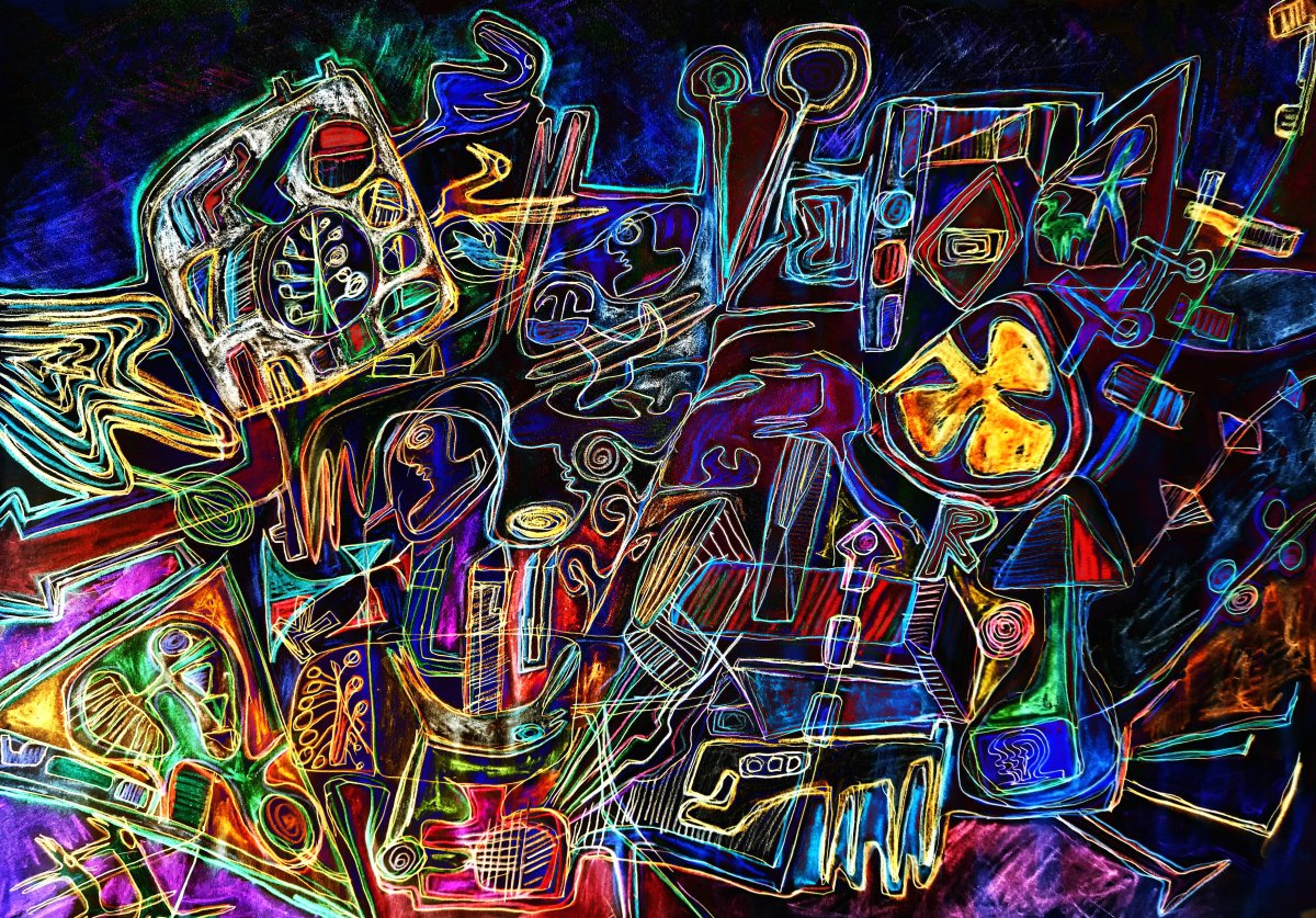 The magician, Roman Citron — Oil Pastel, Abstract, Paper — 40 × 30 cm