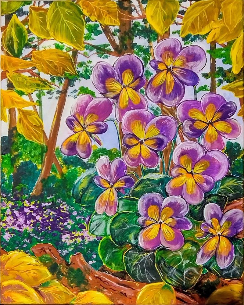 Fialky (Violetas), Romana Jirásková — Canvas, 40 × 50 cm