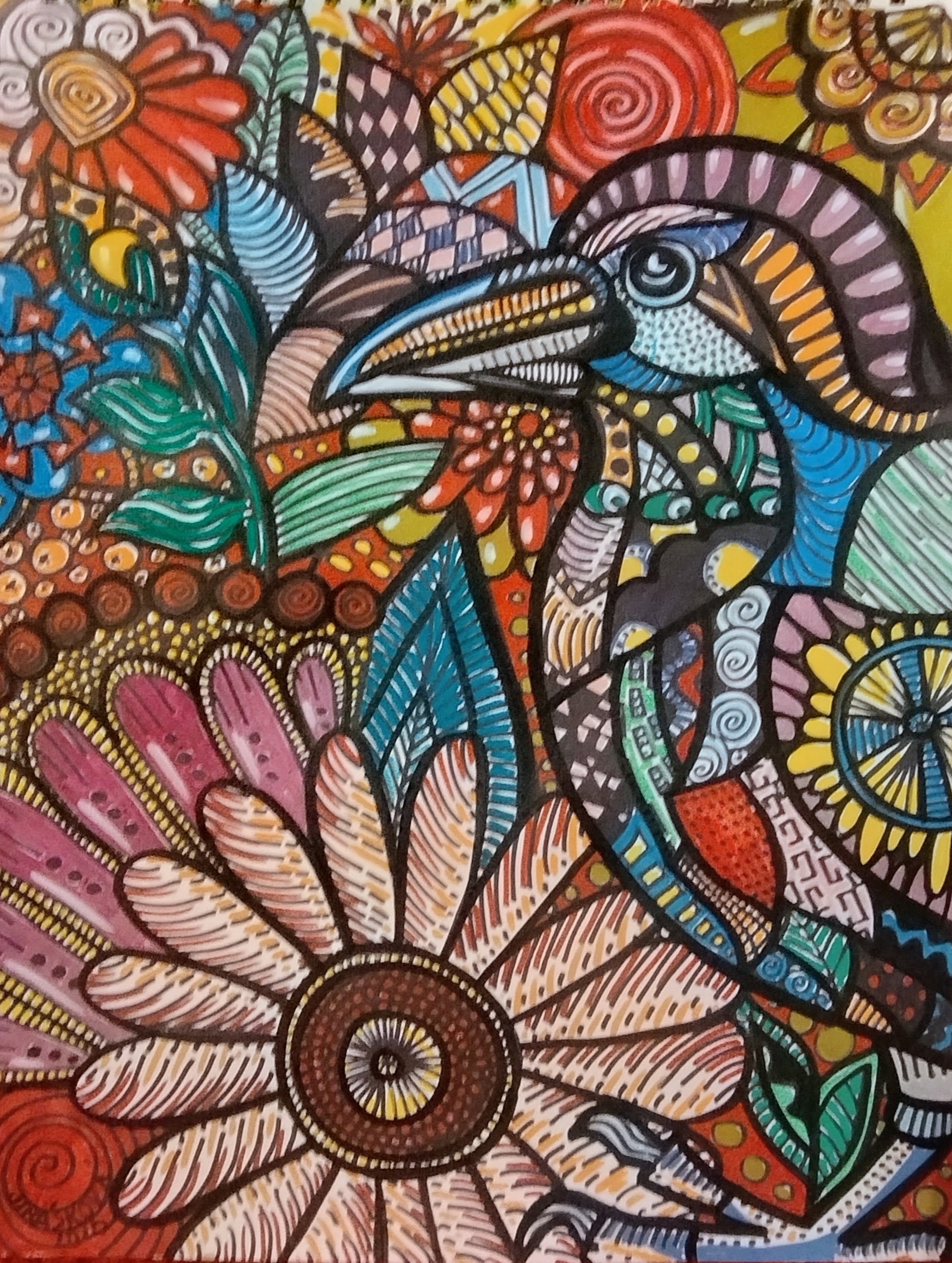 Ptačí svět, Romana Jirásková — Acrylic, Abstract, Paper — 23 × 30 cm
