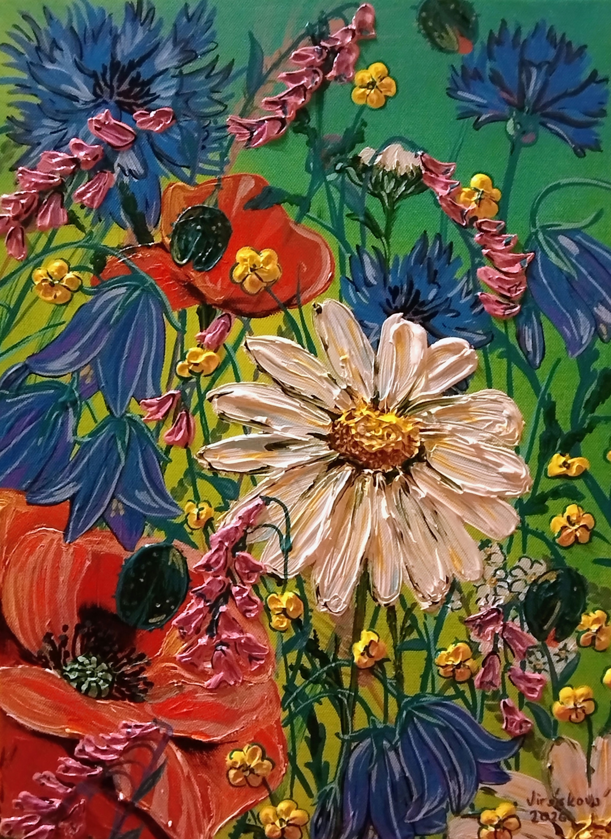 Tanec na louce, Romana Jirásková — Acrylic, Expressionism, Canvas — 30 × 40 cm