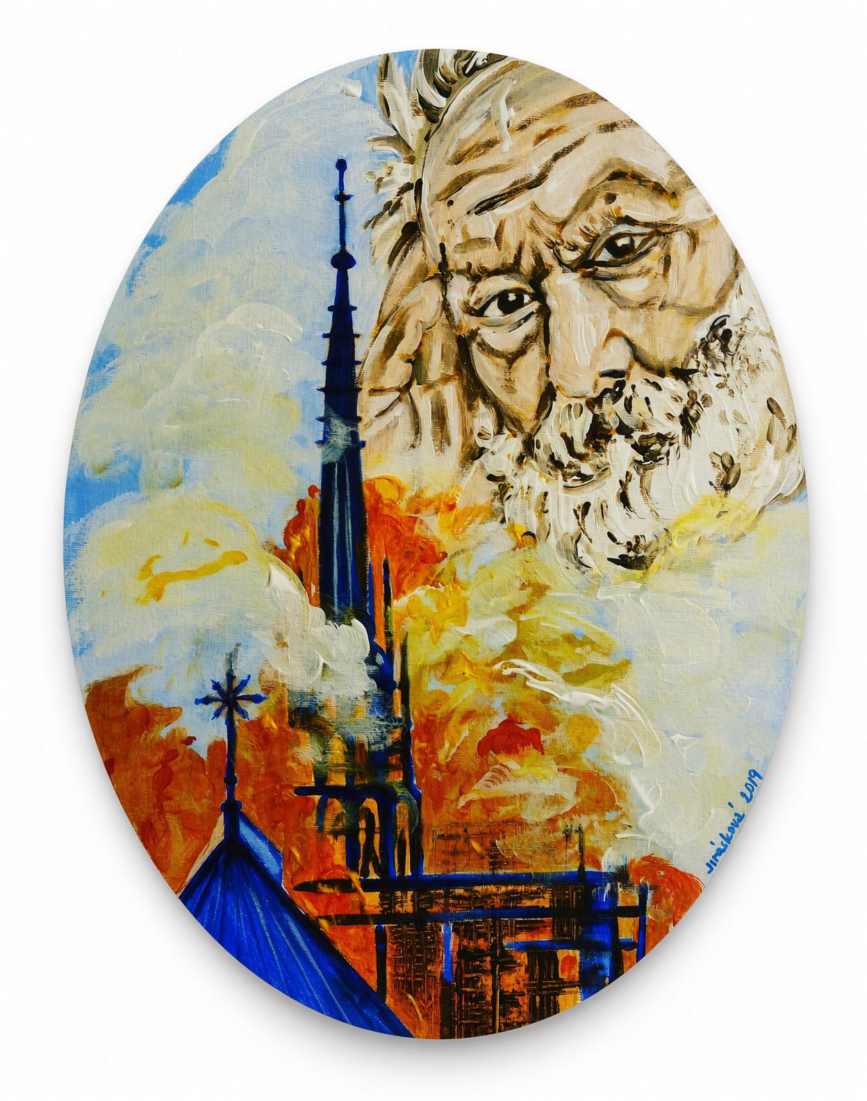 Viktor Hugo - Chrám Matky Boží v Paříži, Romana Jirásková — Acrylic, Symbolism, Canvas — 30 × 40 cm