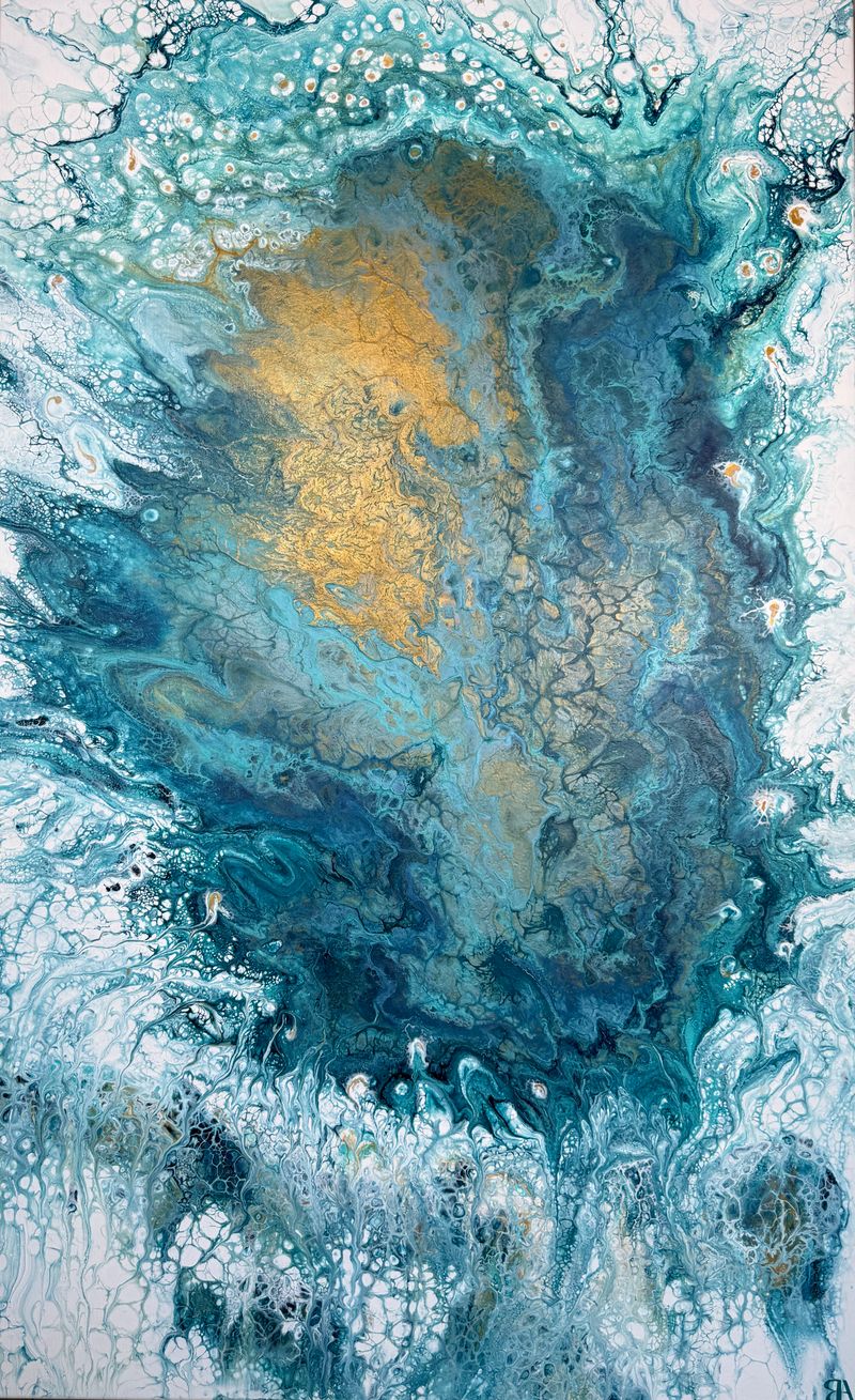 Koupel v tyrkysu, Romana Šimáně — Plátno, 100 × 160 cm