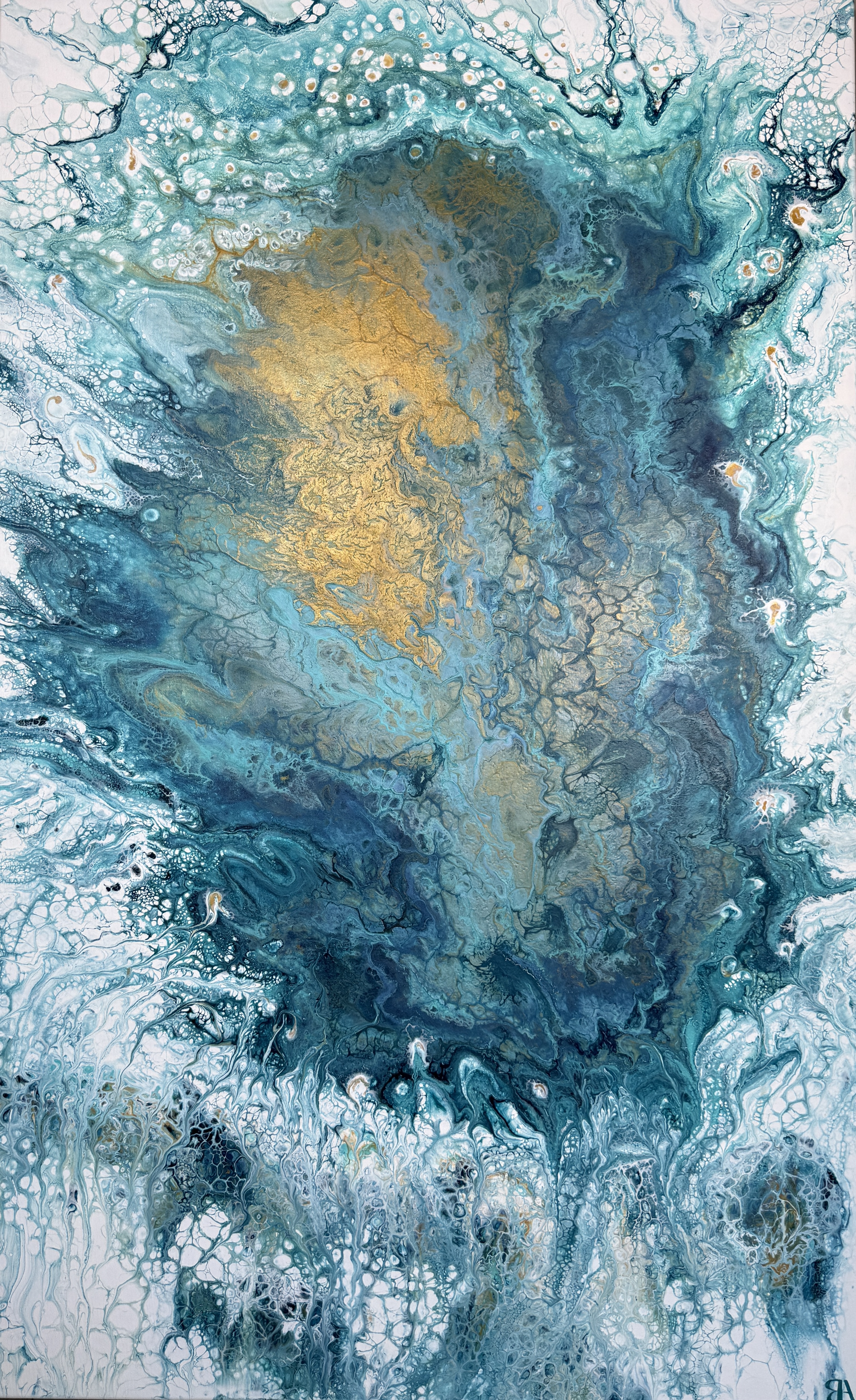 Koupel v tyrkysu, Romana Šimáně — Akryl, Abstrakce, Plátno — 100 × 160 cm