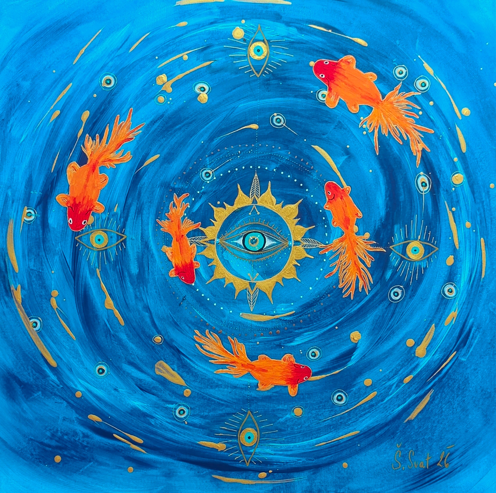 SPIRÁLA NEKONEČNA, Šárka Svatková — Acrylic, Abstract, Canvas — 60 × 60 cm