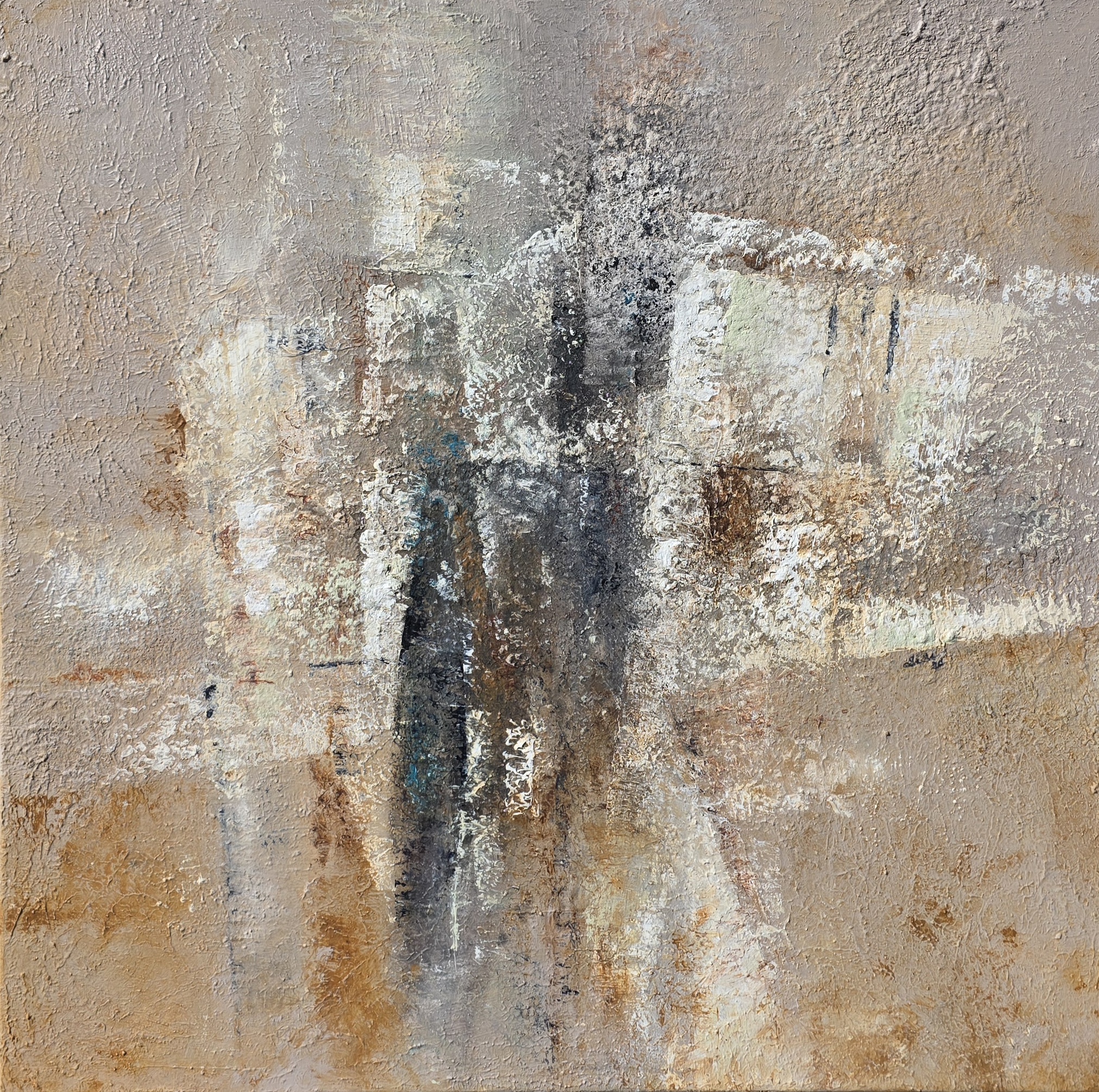 Vrstvy, Silvie Kořistková — Mixed Media, Abstract, Canvas — 100 × 100 cm