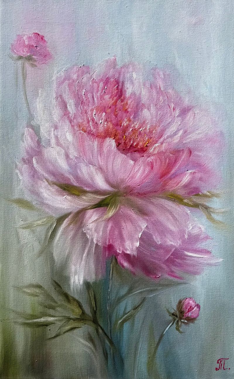 Jemná pivoňka lásky (The Delicate Peony of Love), Tanja Frost — Canvas, 35 × 55 cm