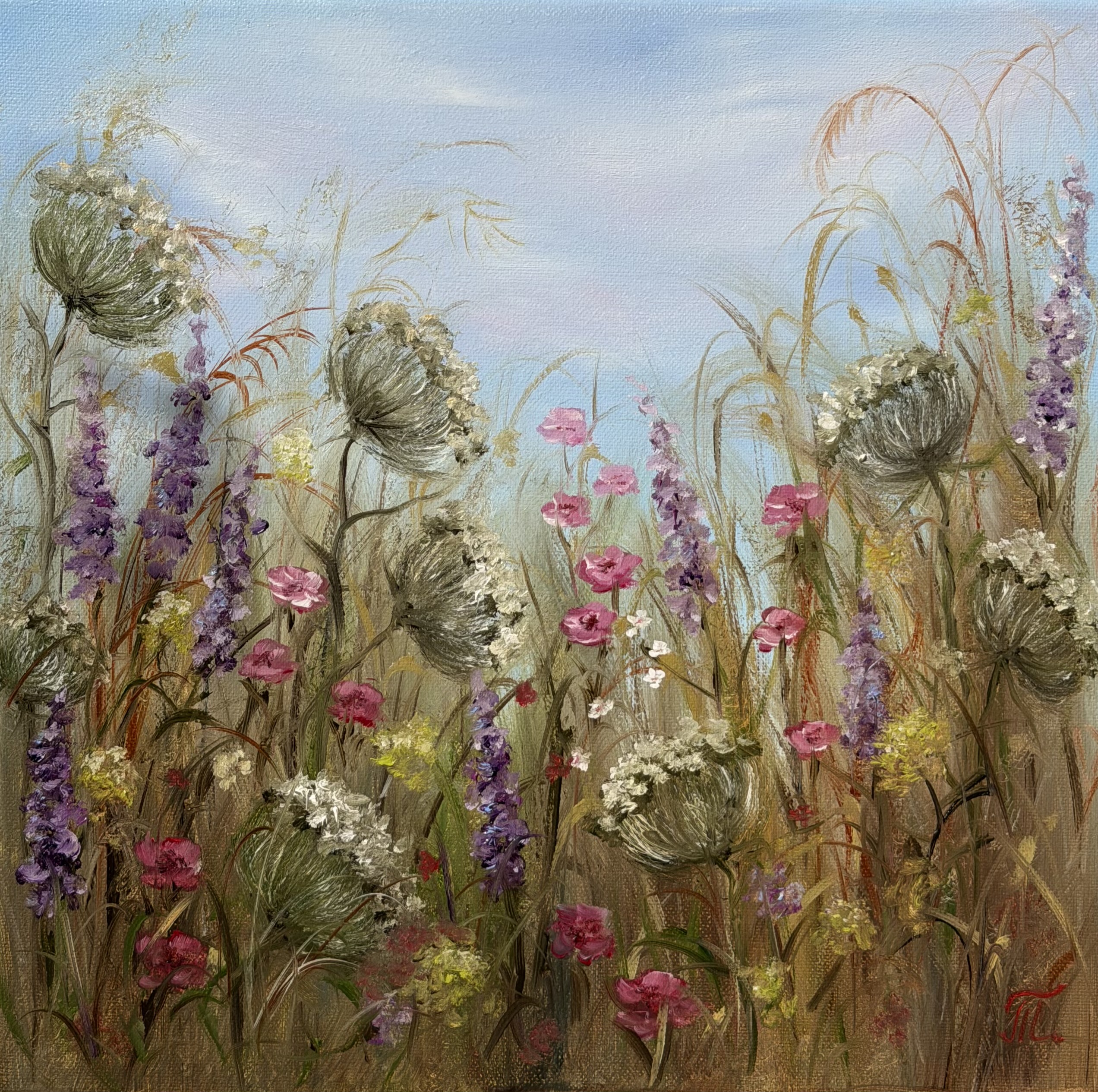 Léto, které zůstalo, Tanja Frost — Oil Painting, Impressionism, Canvas — 35 × 35 cm