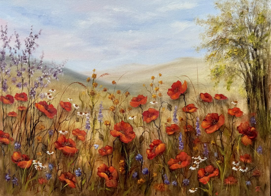 Máky v srdci, Tanja Frost — Oil Painting, Impressionism, Canvas — 73 × 54 cm