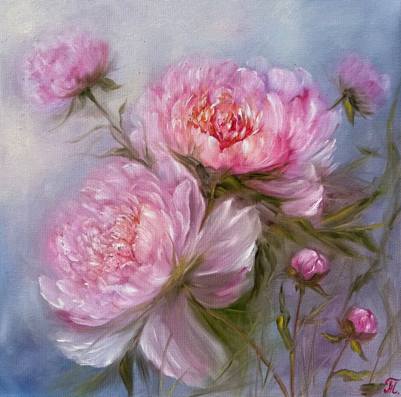 Něžný šepot květin (Gentle Whisper of Flowers), Tanja Frost — Canvas, 50 × 50 cm