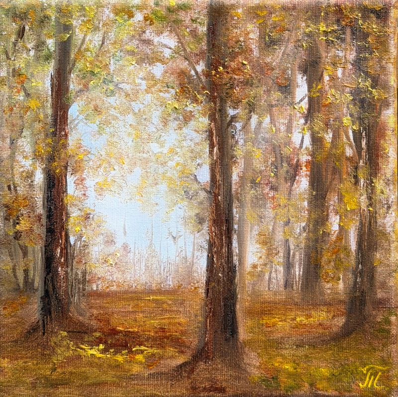 Podzimní park, Tanja Frost — Plátno, 20 × 20 cm