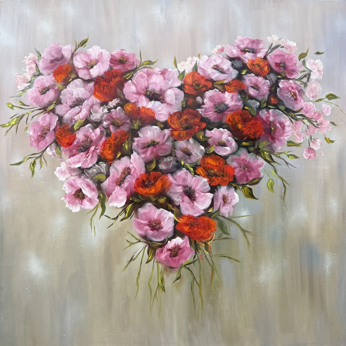Pravá láska, Tanja Frost — Olajfestmény, Impresszionizmus, Vászon — 90 × 90 cm