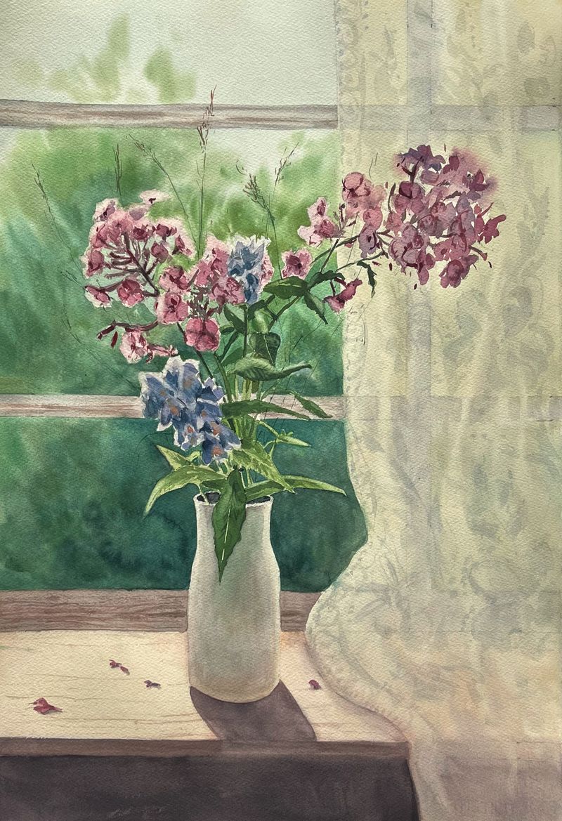 Grandmother’s Window: Summer Nostalgia, Tatiana Bykova — Paper, 38 × 56 cm