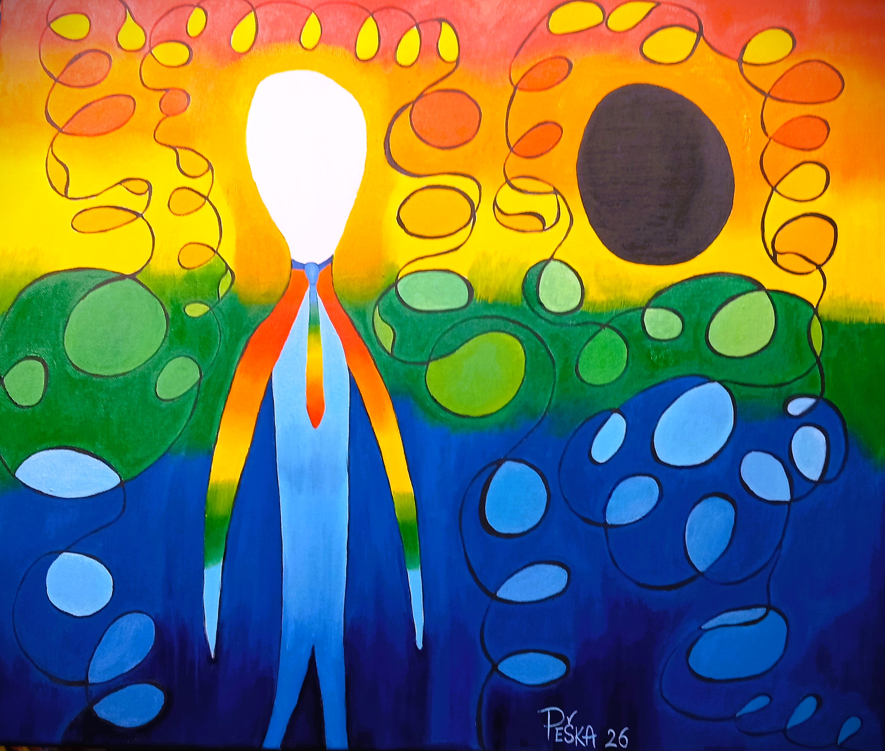 Neviditelný a Nic, Vlastimil Peška — Oil Painting, Abstract, Canvas — 60 × 50 cm
