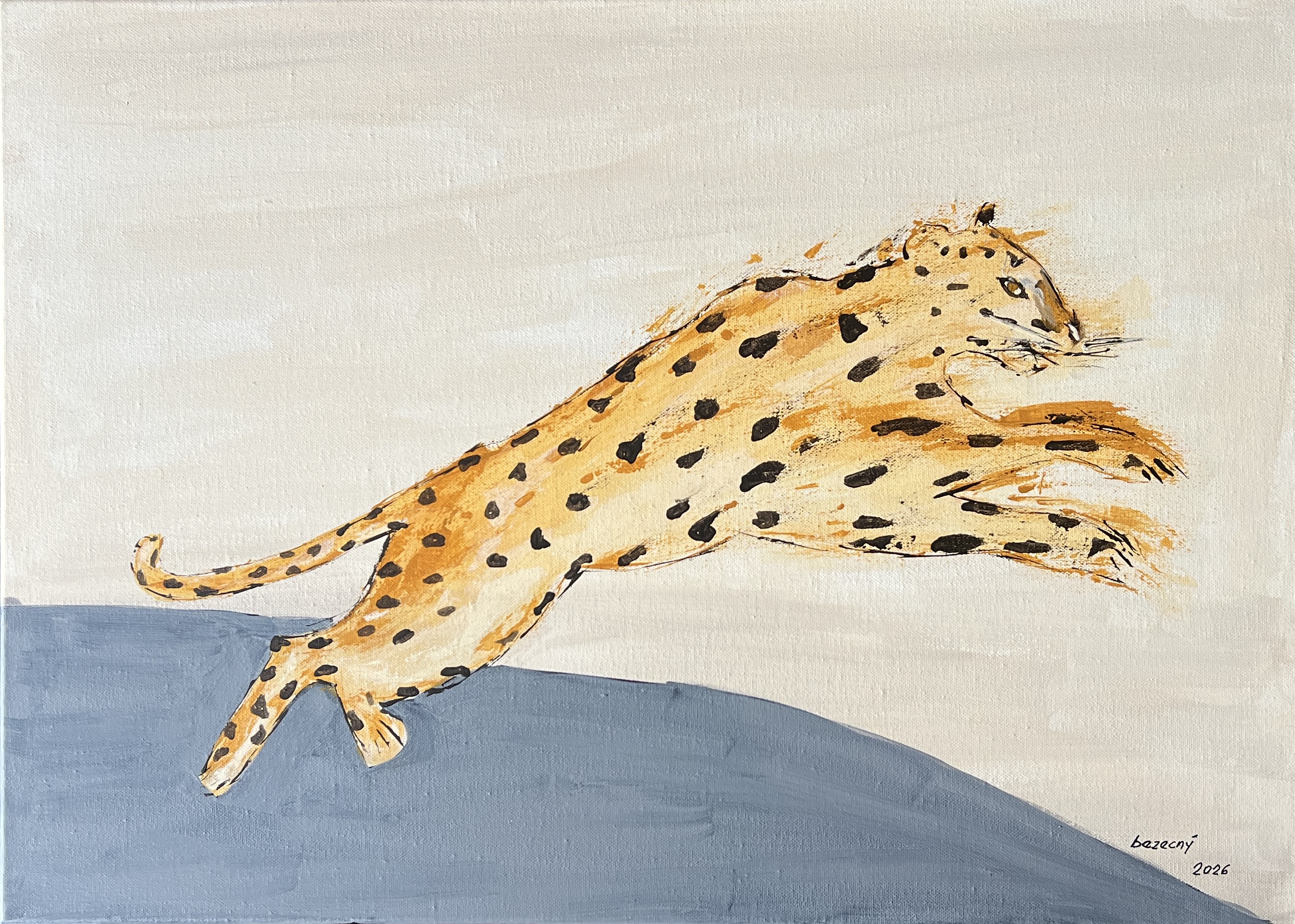 Pohyb levhart, Zbyněk Bezecný — Acrylic, Minimalism, Canvas — 70 × 50 cm
