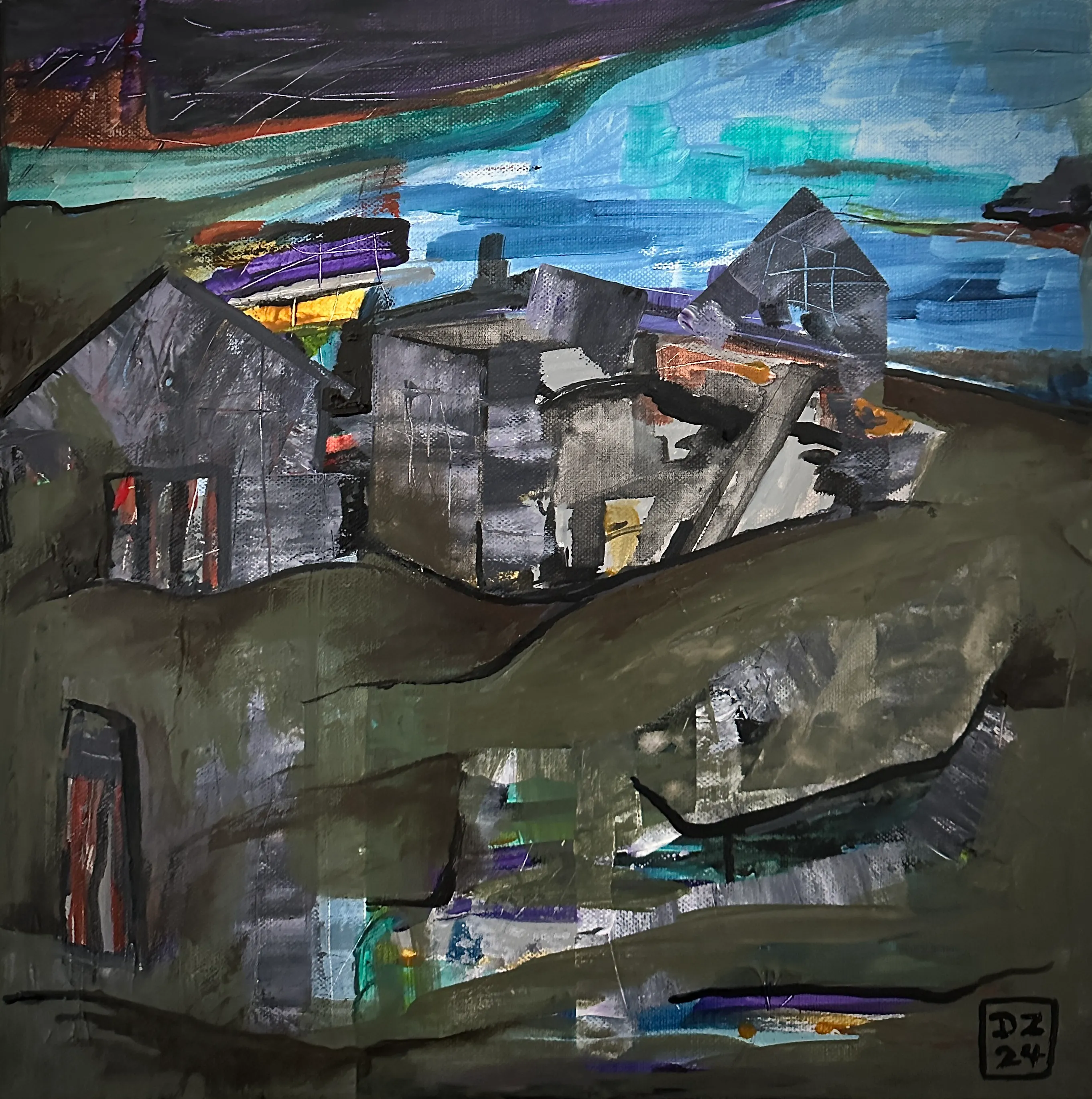 BRETAŇ, Zdeněk Duroň — Acrylic, Expressionism, Canvas — 40 × 40 cm