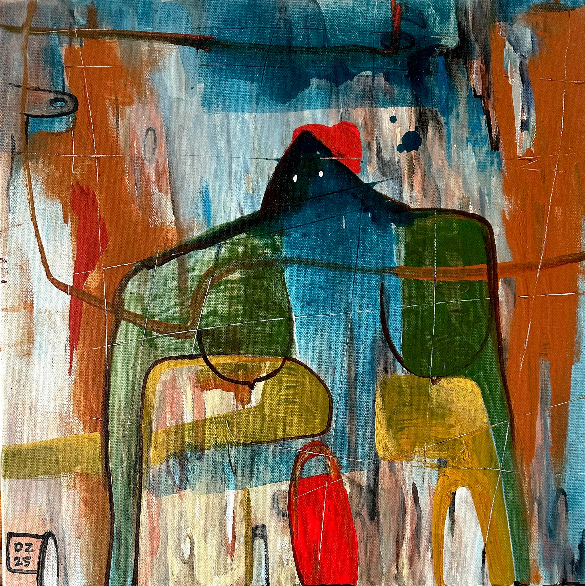 GOLEMKA, Zdeněk Duroň — Acrylic, Surrealism, Canvas — 40 × 40 cm
