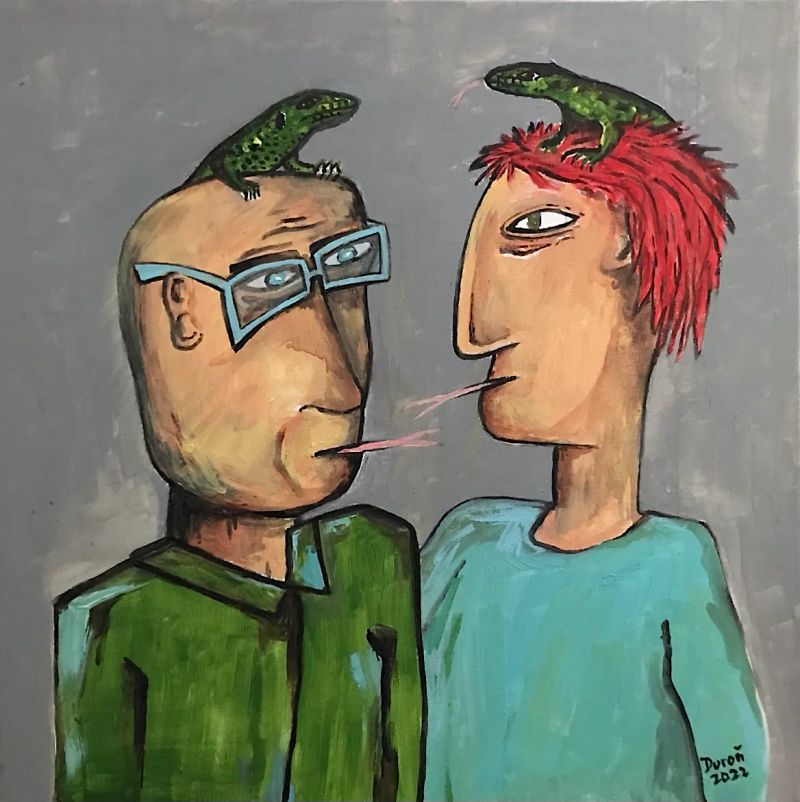 JEŠTĚRKÁŘI, Zdeněk Duroň — Plátno, 50 × 50 cm