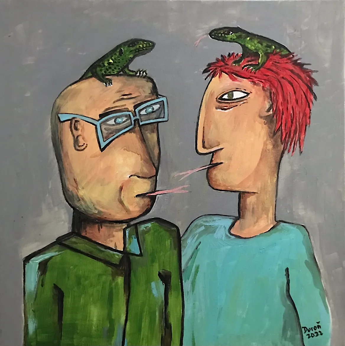 JEŠTĚRKÁŘI, Zdeněk Duroň — Akryl, Surrealismus, Plátno — 50 × 50 cm
