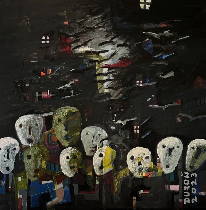 Město duchů, Zdeněk Duroň — Plátno, 40 × 40 cm