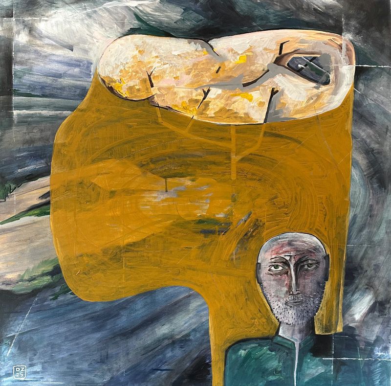 Na ostrově ..., Zdeněk Duroň — Plátno, 100 × 100 cm
