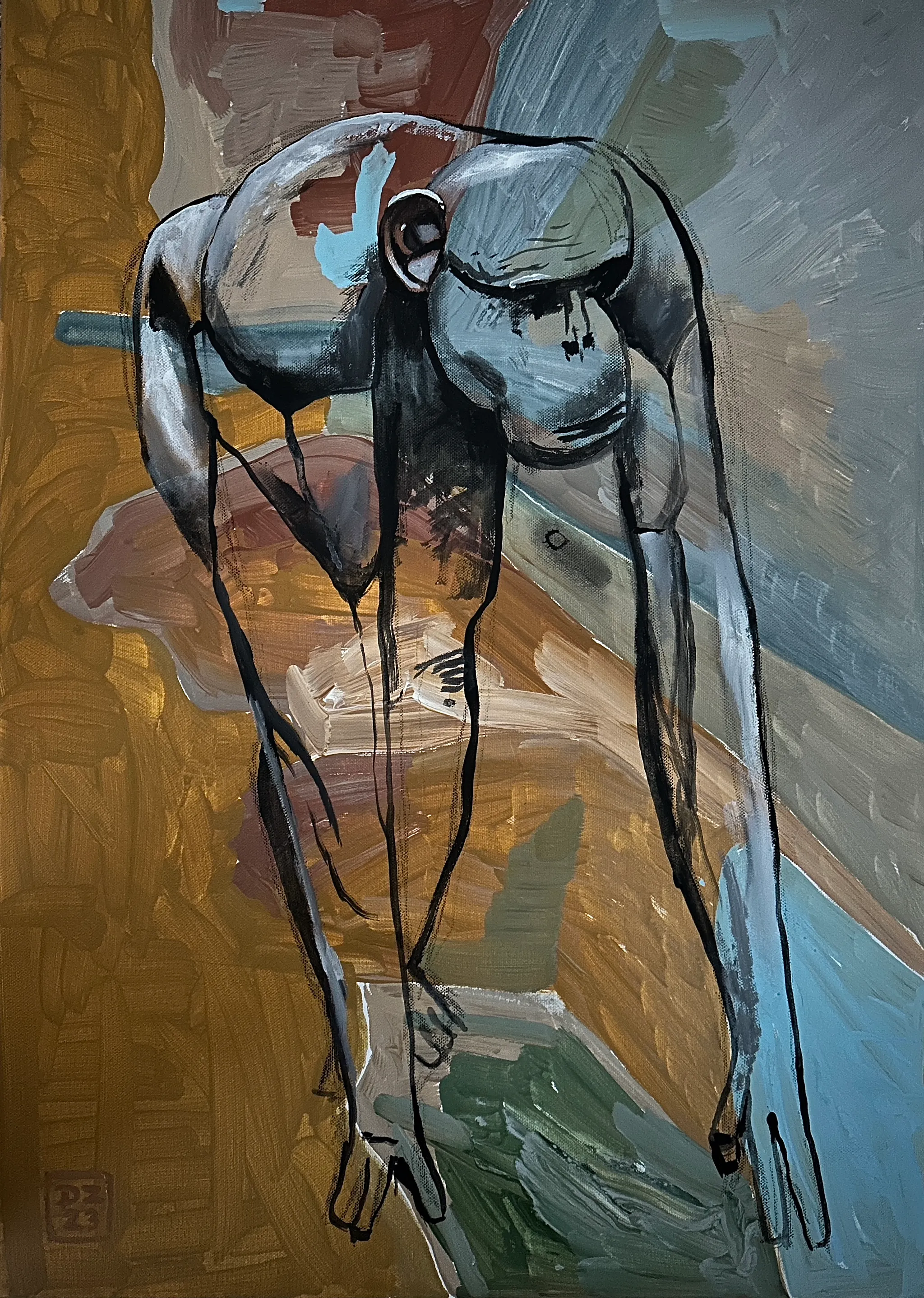 NA STARTU, Zdeněk Duroň — Acrylic, Expressionism, Canvas — 50 × 70 cm