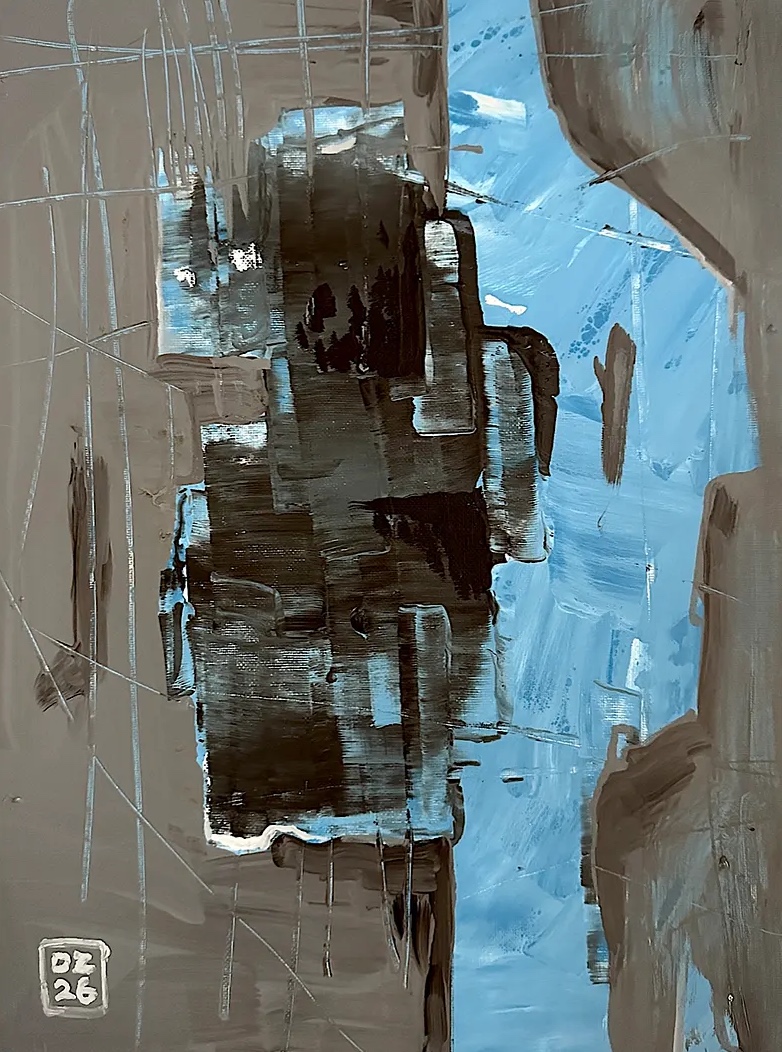 NOC A DEN, Zdeněk Duroň — Acrylic, Abstract, Canvas — 30 × 40 cm