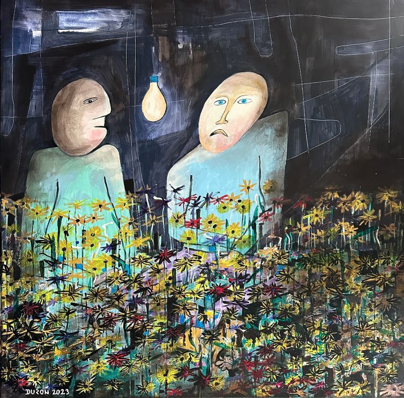 NOČNÍ POCHYBY BOTANIKU, Zdeněk Duroň — Plátno, 100 × 100 cm
