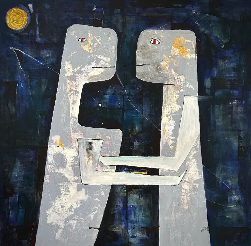 Noční setkání, Zdeněk Duroň — Plátno, 90 × 90 cm