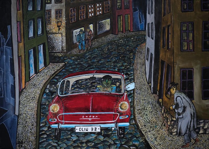 Olin valí na schůzku do Zábrdovic, Zdeněk Duroň — Plátno, 70 × 50 cm