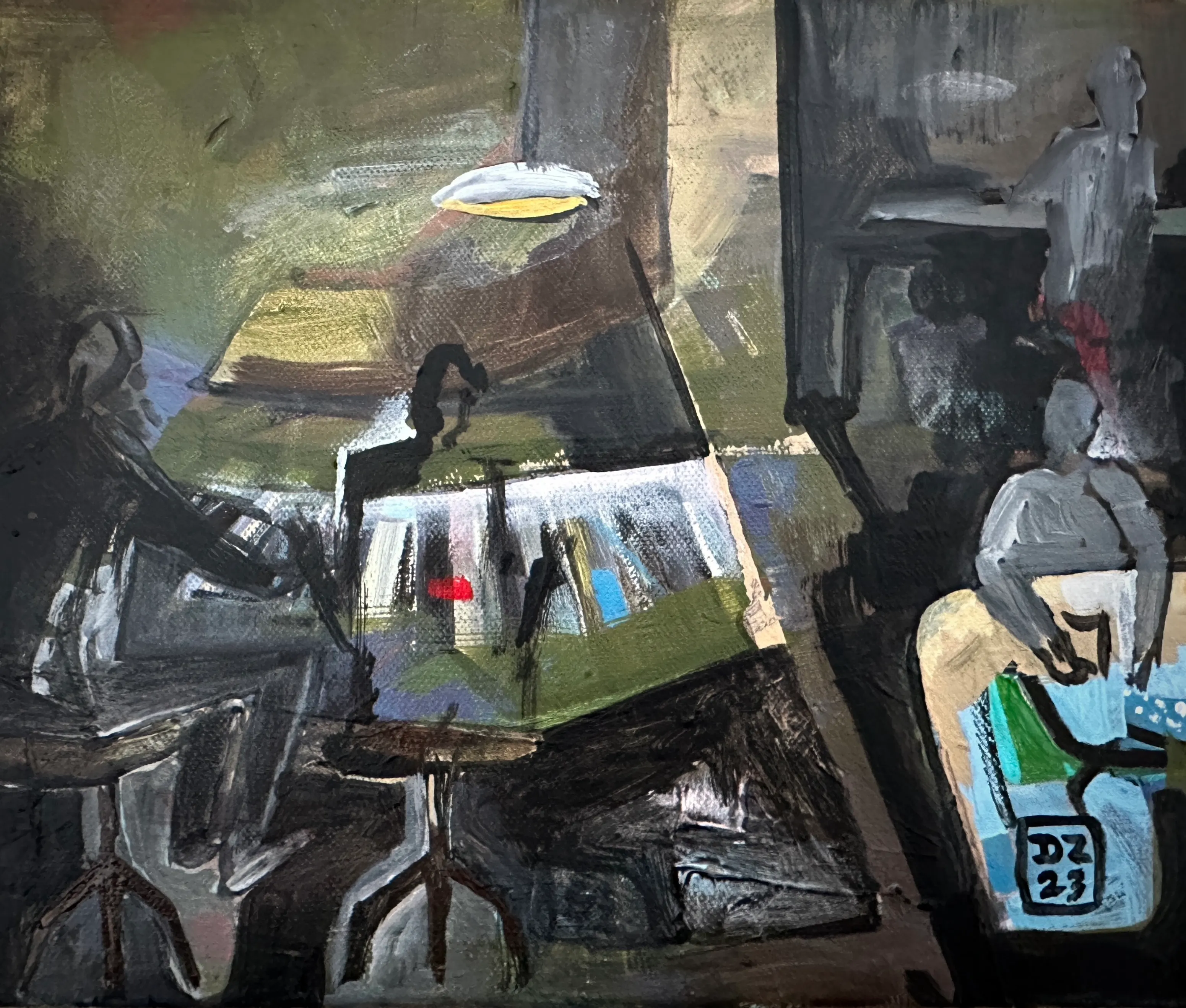 PIANISTA, Zdeněk Duroň — Acrylic, Expressionism, Canvas — 30 × 25 cm