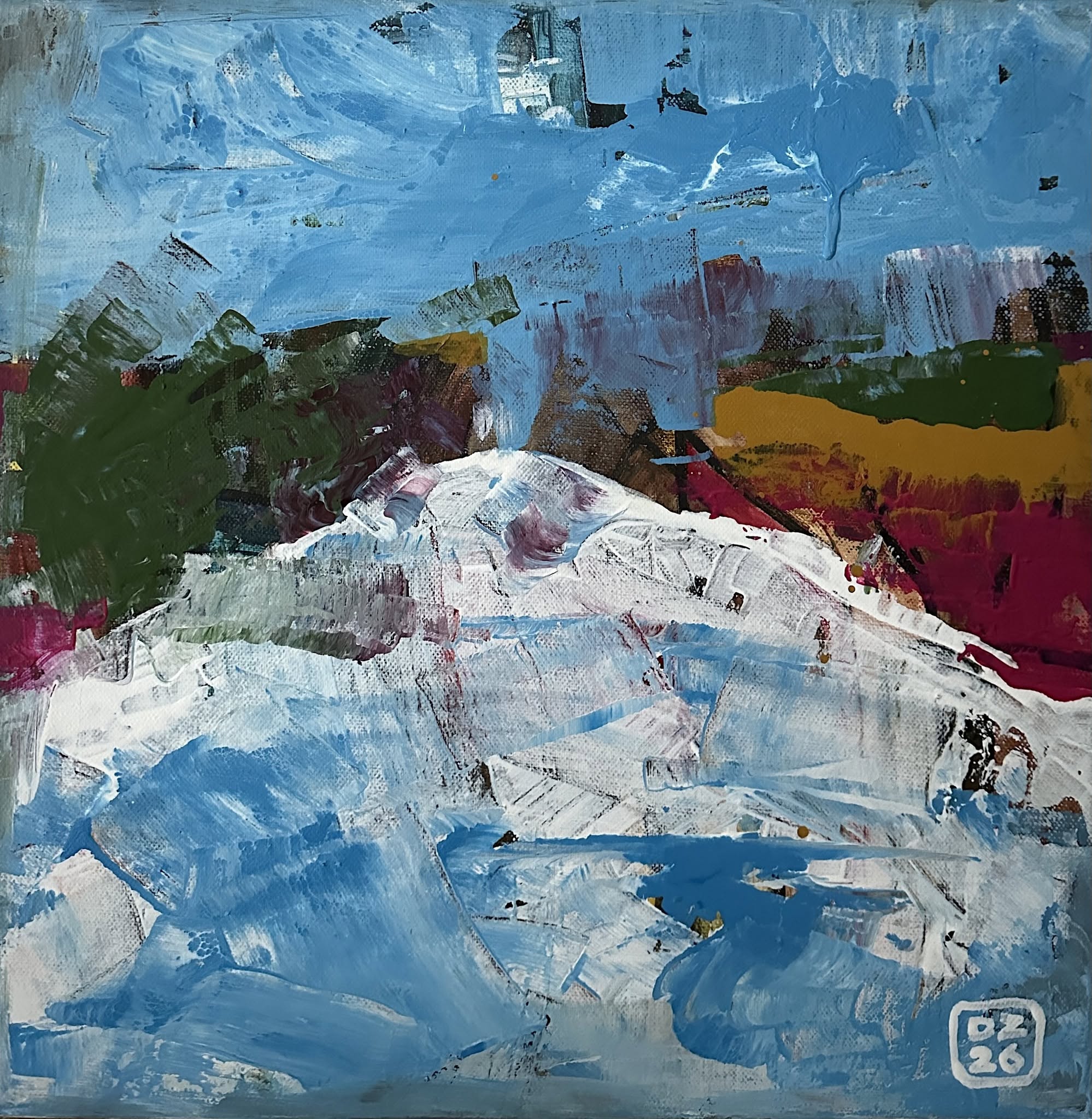 ŘEKA, Zdeněk Duroň — Acrylic, Expressionism, Canvas — 40 × 40 cm