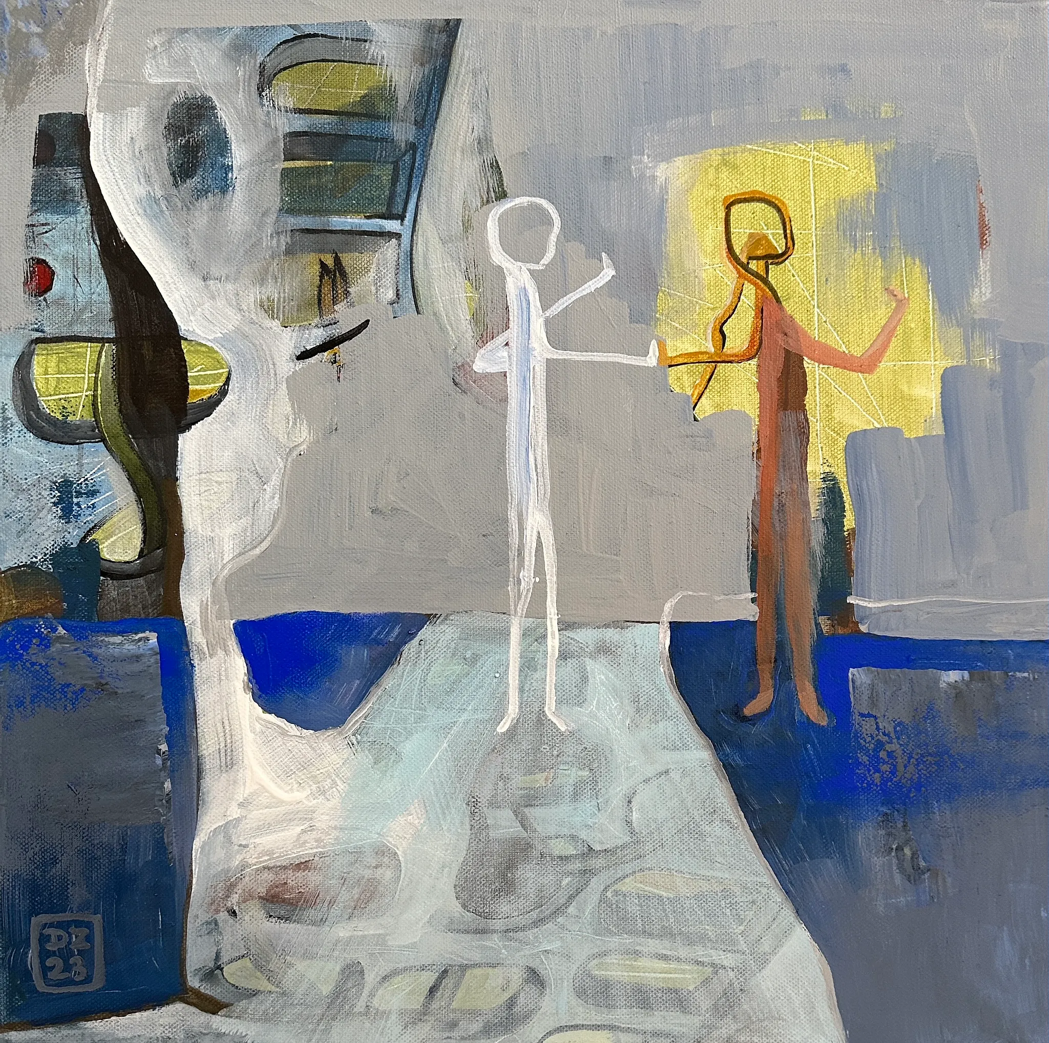 SETKÁNÍ, Zdeněk Duroň — Acrylic, Surrealism, Canvas — 40 × 40 cm