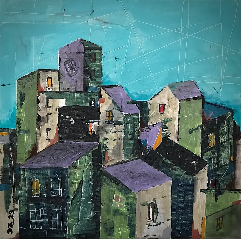STÍNADLA 003, Zdeněk Duroň — Acrylic, Expressionism, Canvas — 40 × 40 cm