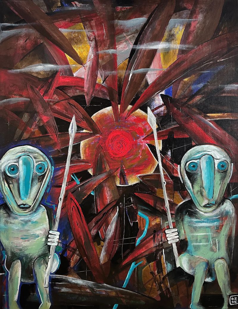 Strážci džungle, Zdeněk Duroň — Plátno, 70 × 90 cm