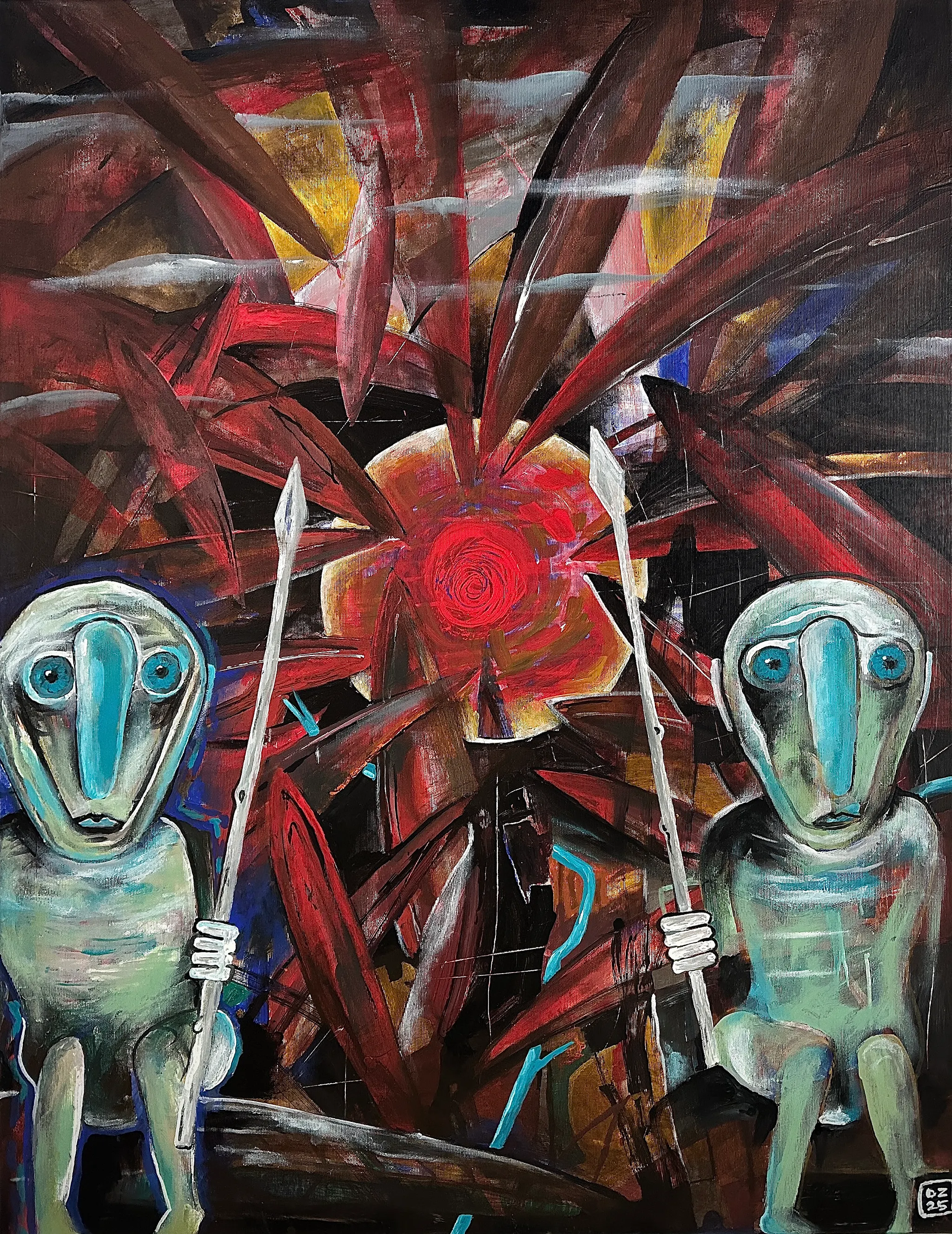 Strážci džungle, Zdeněk Duroň — Acrylic, Expressionism, Canvas — 70 × 90 cm