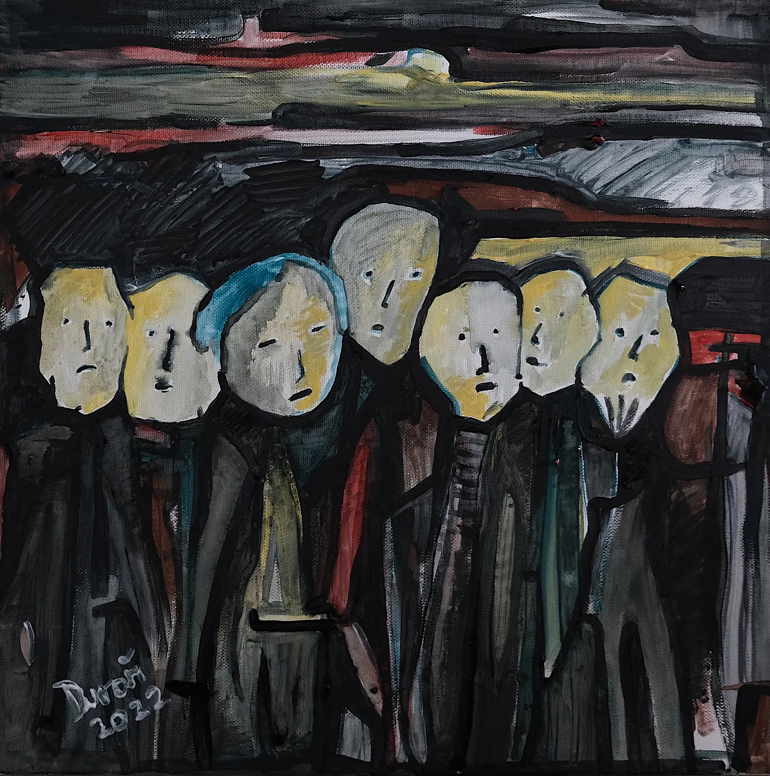SVĚDOMÍ, Zdeněk Duroň — Acrylic, Expressionism, Canvas — 40 × 40 cm