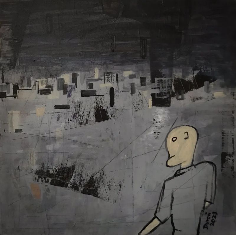 Válka je vůl, Zdeněk Duroň — Plátno, 40 × 40 cm