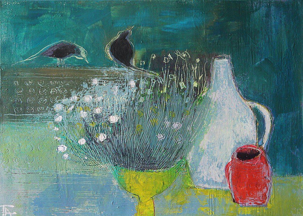 Still life with a red cup