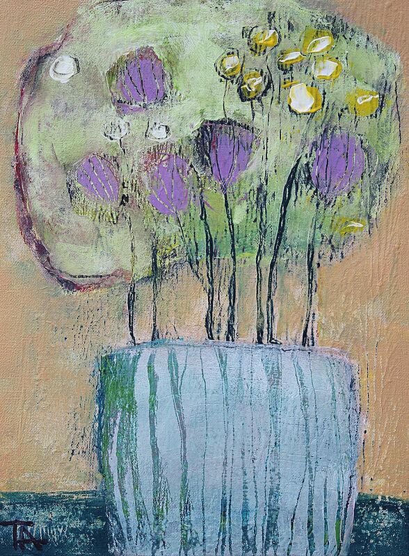 Flowers in a blue vase